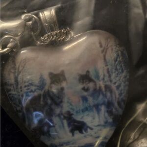 Wolf Heart Pendant Necklace